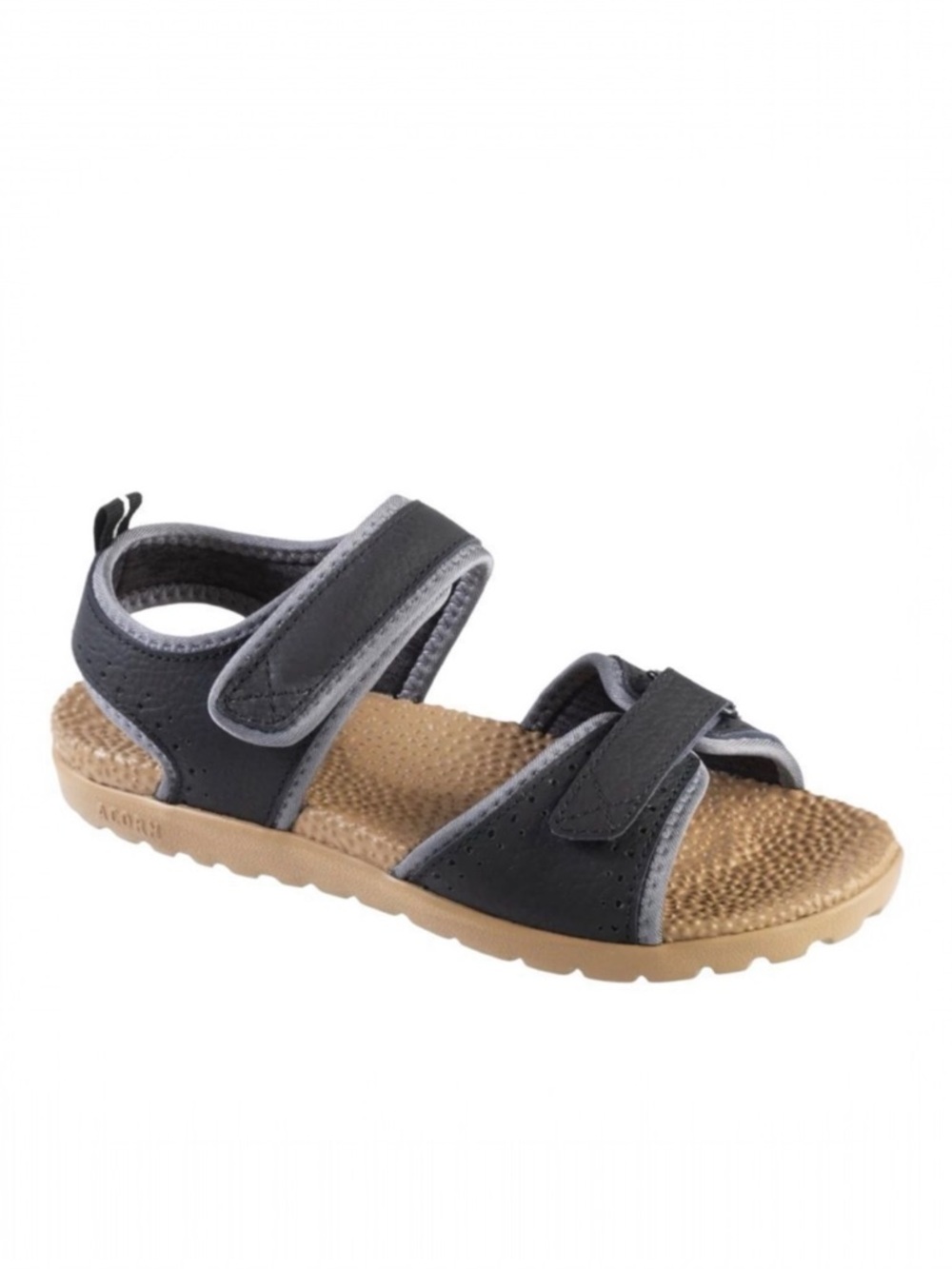 Acorn Grafton Black Leather‎ Adjustable Hook & Loop Comfort Sandal Size 7 NWT